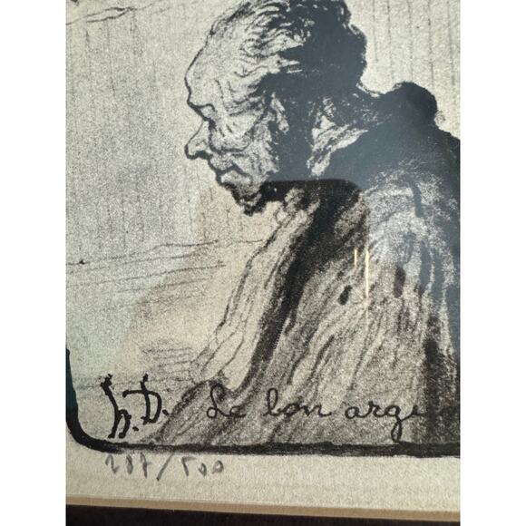 Antique Honore Daumier Signed Framed Lithograph Le Bon Argument 1850s 287/500 - Picture 11 of 12